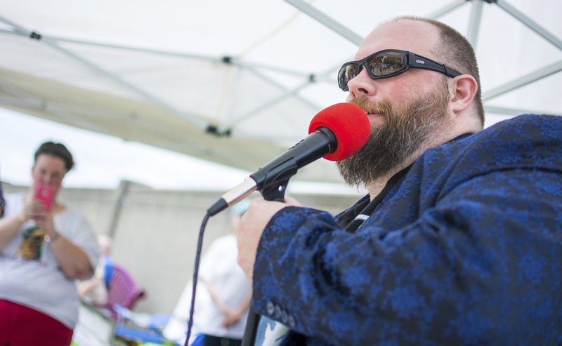 Drew at Front Street rally